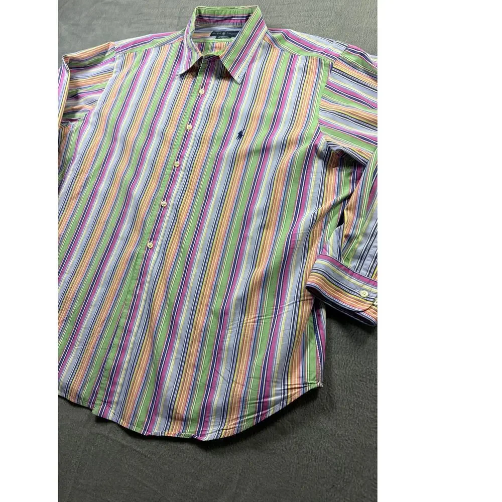 Ralph Lauren Classic Fit Long Sleeve Button Down Shirt Striped XL 17 1/2 (32-33)